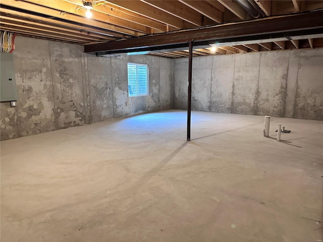 basement with electric panel