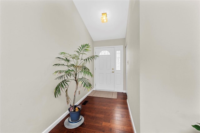 entryway featuring wood-type flooring, visible vents, and baseboards