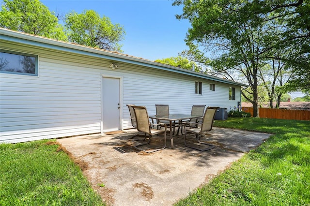 view of patio / terrace featuring central AC and fence