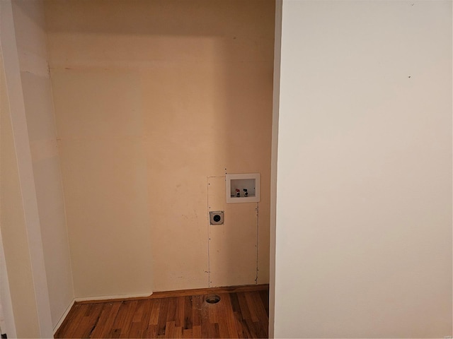 washroom featuring wood finished floors, hookup for a washing machine, and electric dryer hookup