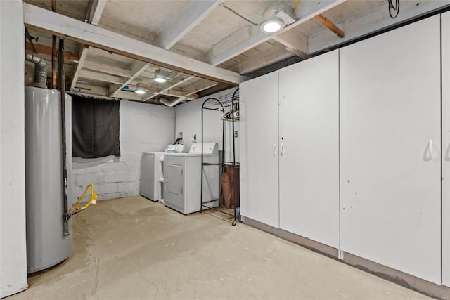 unfinished below grade area with separate washer and dryer and gas water heater