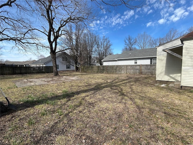 view of yard featuring a fenced backyard