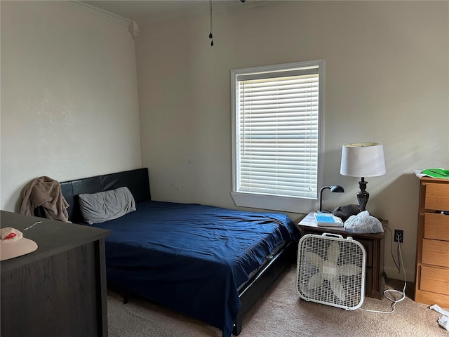 bedroom with crown molding