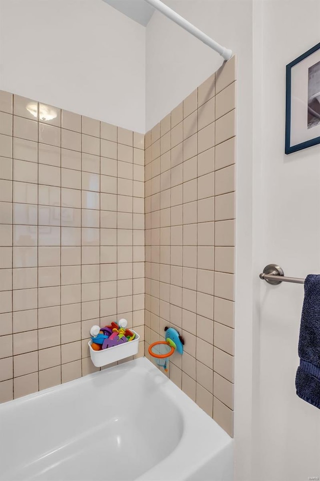 bathroom with a shower and a tub to relax in