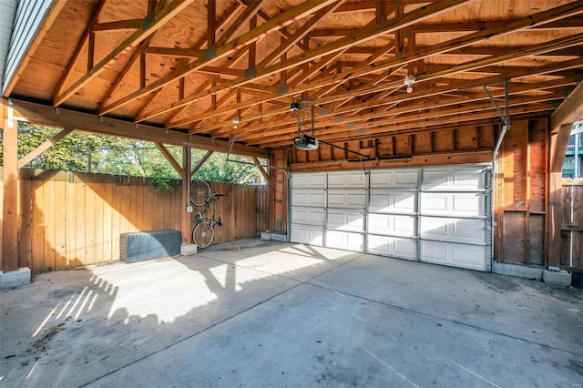 garage with a garage door opener