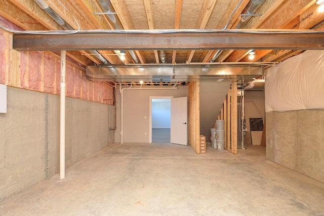 view of unfinished basement