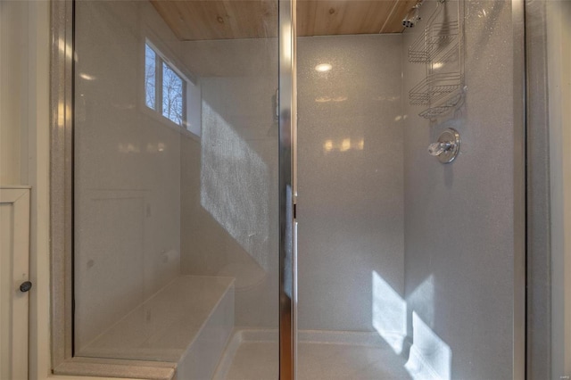 bathroom with a stall shower