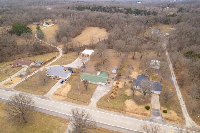 aerial view with a rural view and a forest view