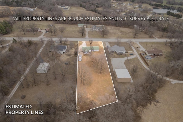 aerial view with a rural view