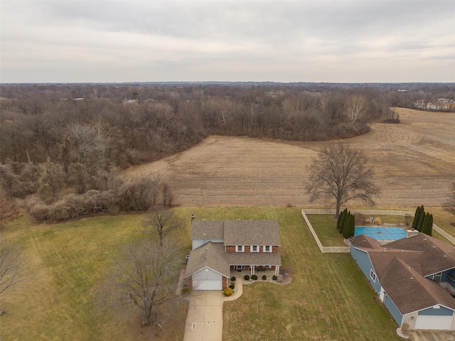 bird's eye view featuring a rural view