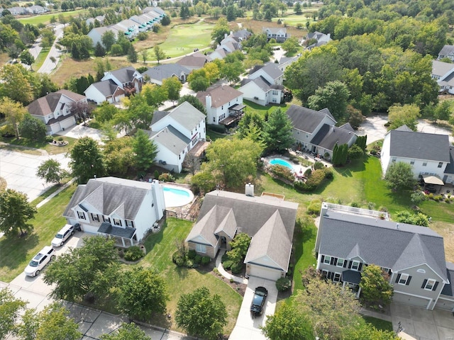 bird's eye view with a residential view