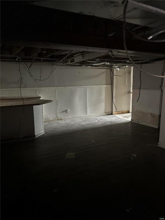 view of unfinished basement