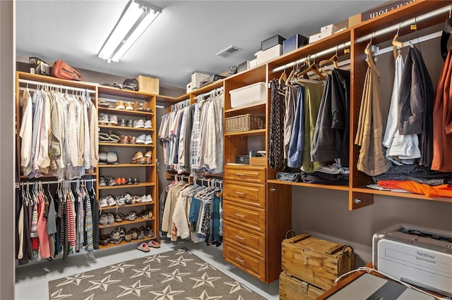 spacious closet with visible vents