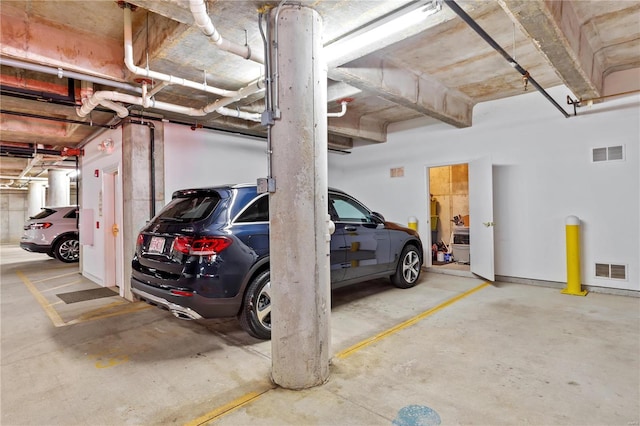 parking garage with visible vents