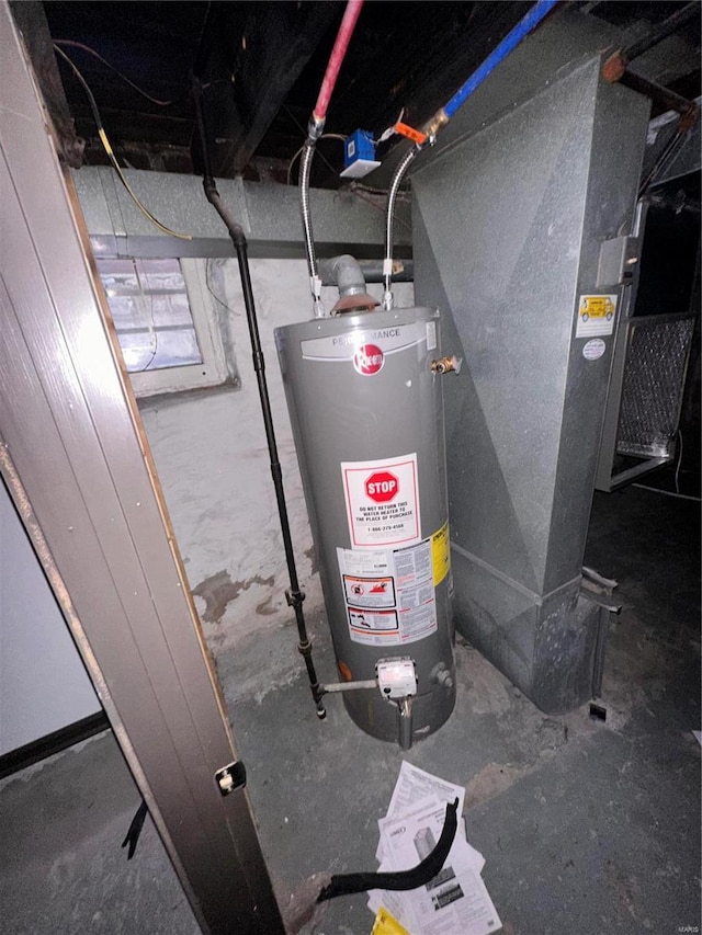 utility room with water heater