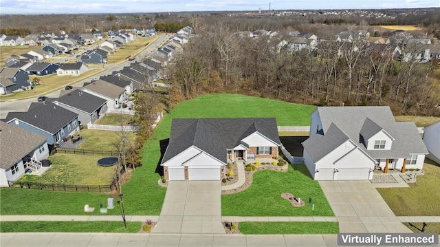 bird's eye view with a residential view