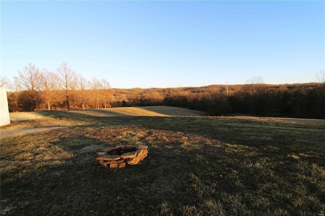 view of yard featuring a fire pit