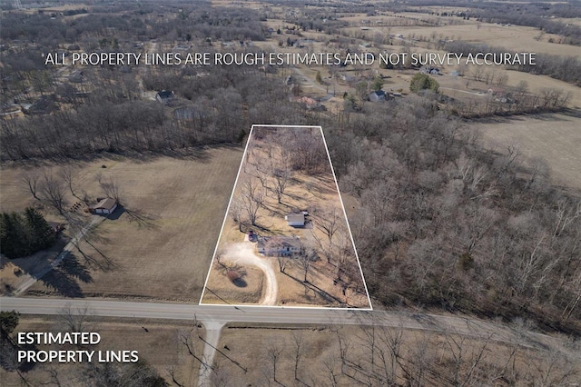 aerial view with a rural view