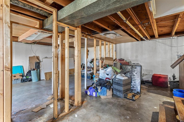 view of unfinished basement