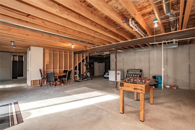 view of unfinished basement