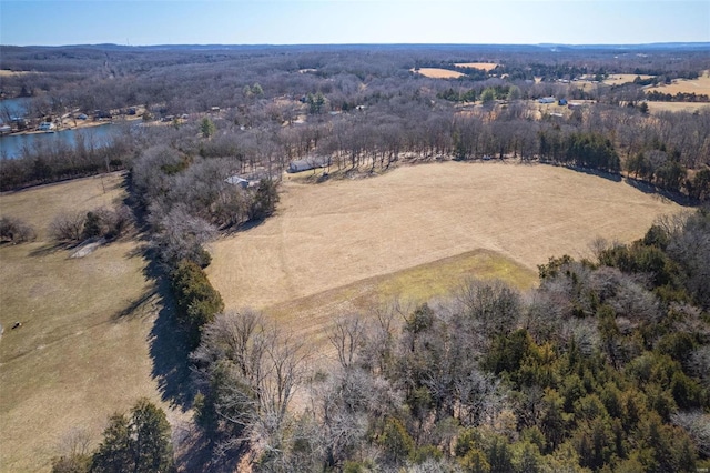 birds eye view of property with a forest view