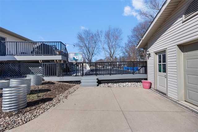 view of patio / terrace featuring a wooden deck and central air condition unit