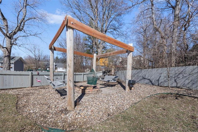 view of yard with a fenced backyard