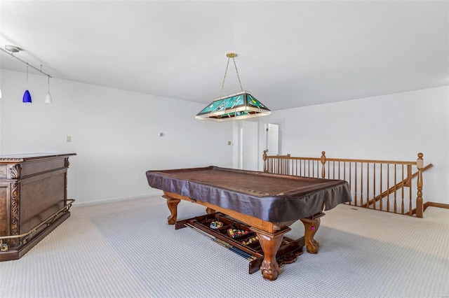 playroom featuring pool table, carpet flooring, and baseboards