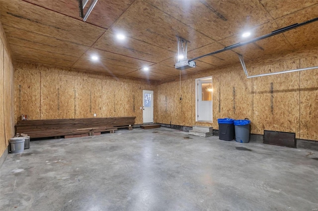 garage with a garage door opener