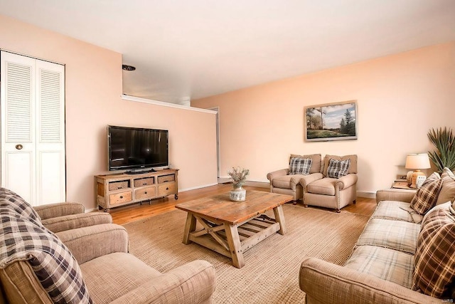 living room with wood finished floors