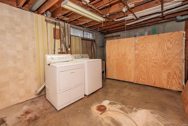 basement with independent washer and dryer