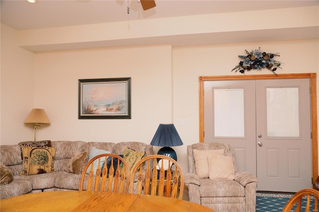 dining area featuring a ceiling fan