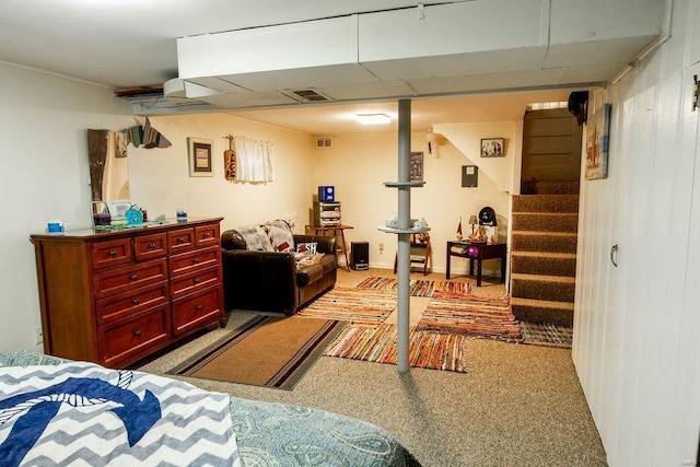 bedroom featuring visible vents