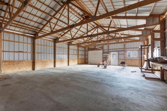 garage featuring metal wall