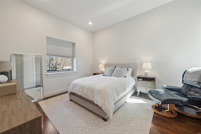 bedroom featuring recessed lighting, baseboards, and light wood finished floors