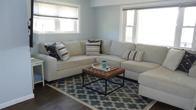 living room with wood finished floors