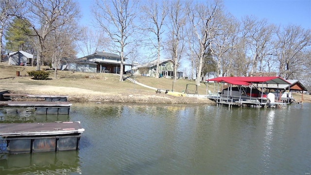 view of dock featuring a water view