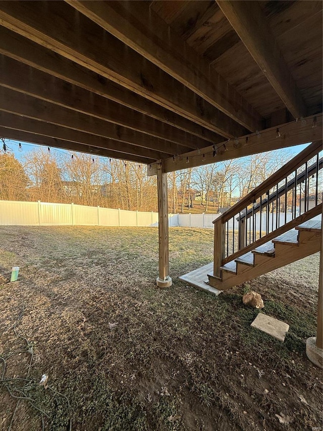 view of yard featuring fence