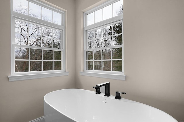 full bathroom featuring a freestanding bath