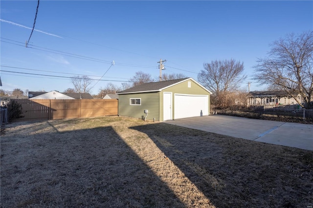 detached garage with fence