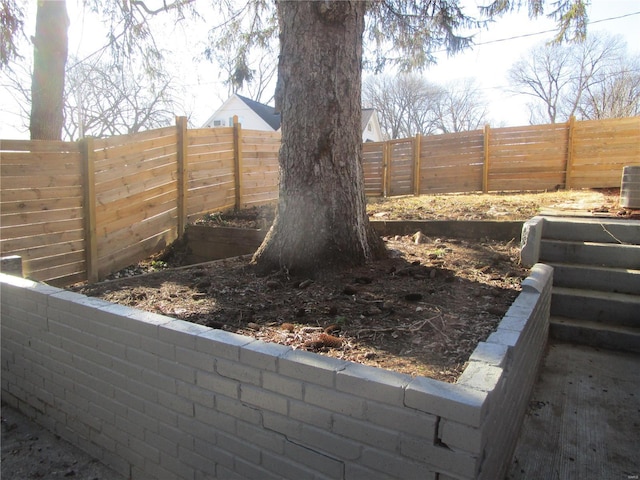 view of yard with a fenced backyard