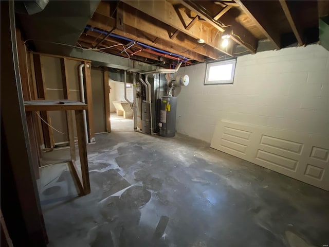 basement with water heater