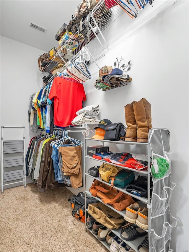 spacious closet with visible vents