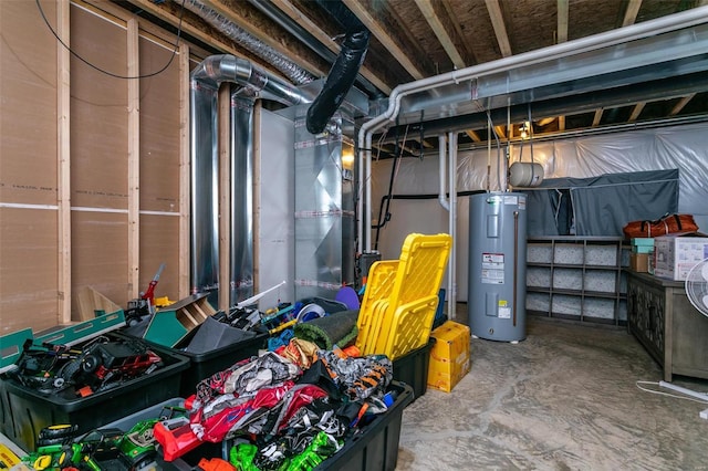 unfinished basement with water heater