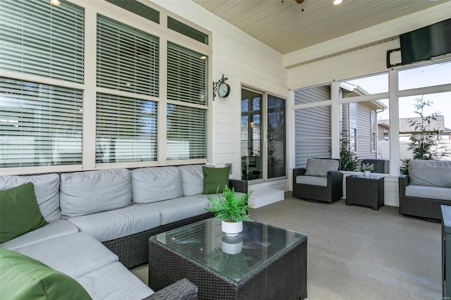 exterior space with an outdoor hangout area