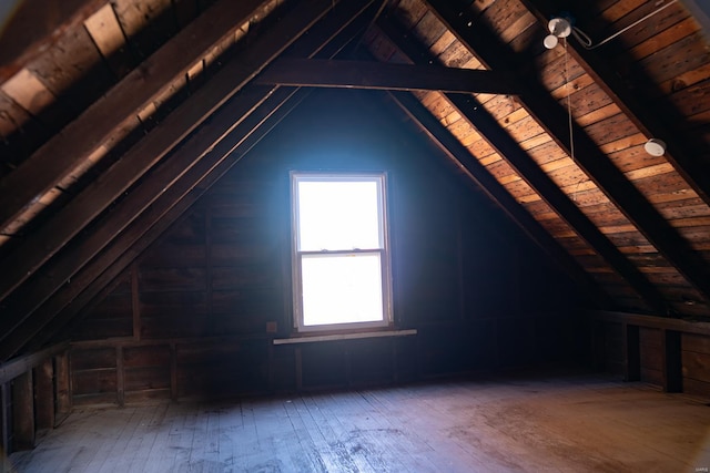 view of unfinished attic