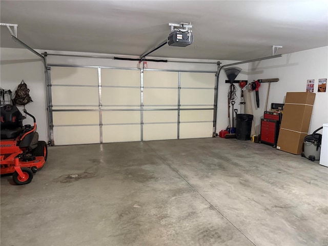 garage with a garage door opener