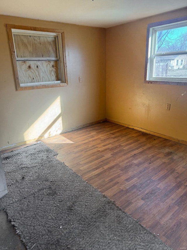 spare room with wood finished floors