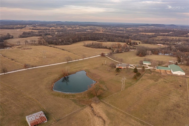 aerial view at dusk with a rural view