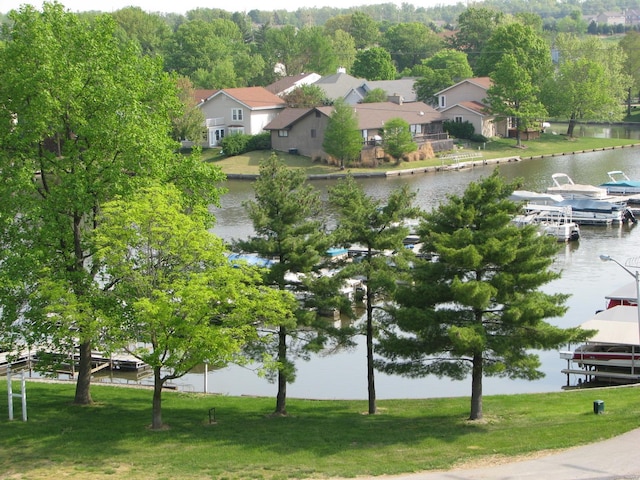 view of water feature with a residential view